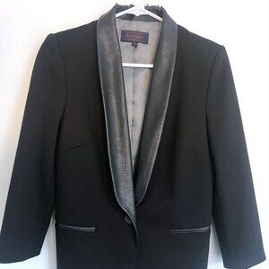 JAMES JEANS Womens' Black Leather Collar Tuxedo Blazer Jacket - Medium